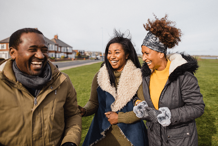 group of young adults laughing