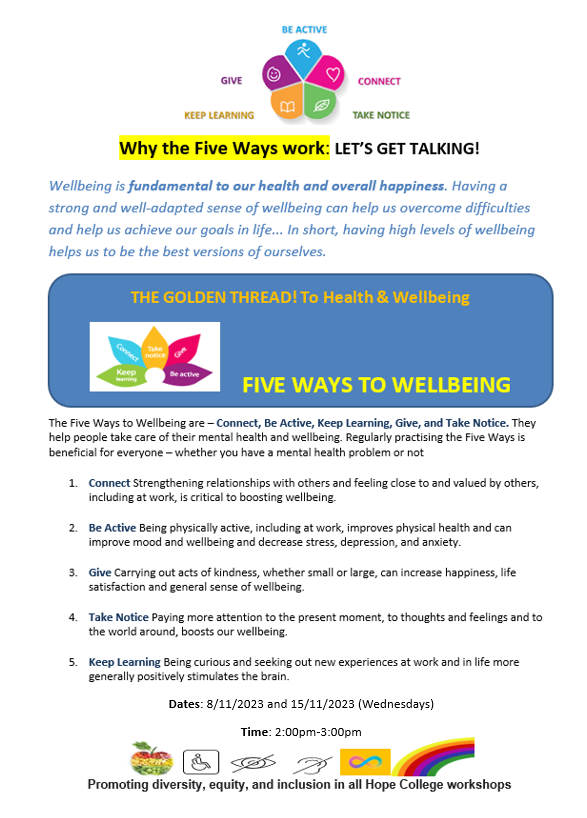 Poster describing how to promote your wellbeing
