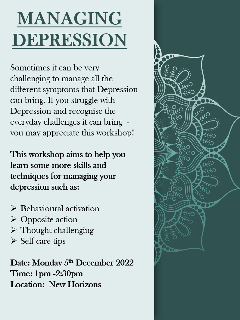 Poster for Managing Depression course
